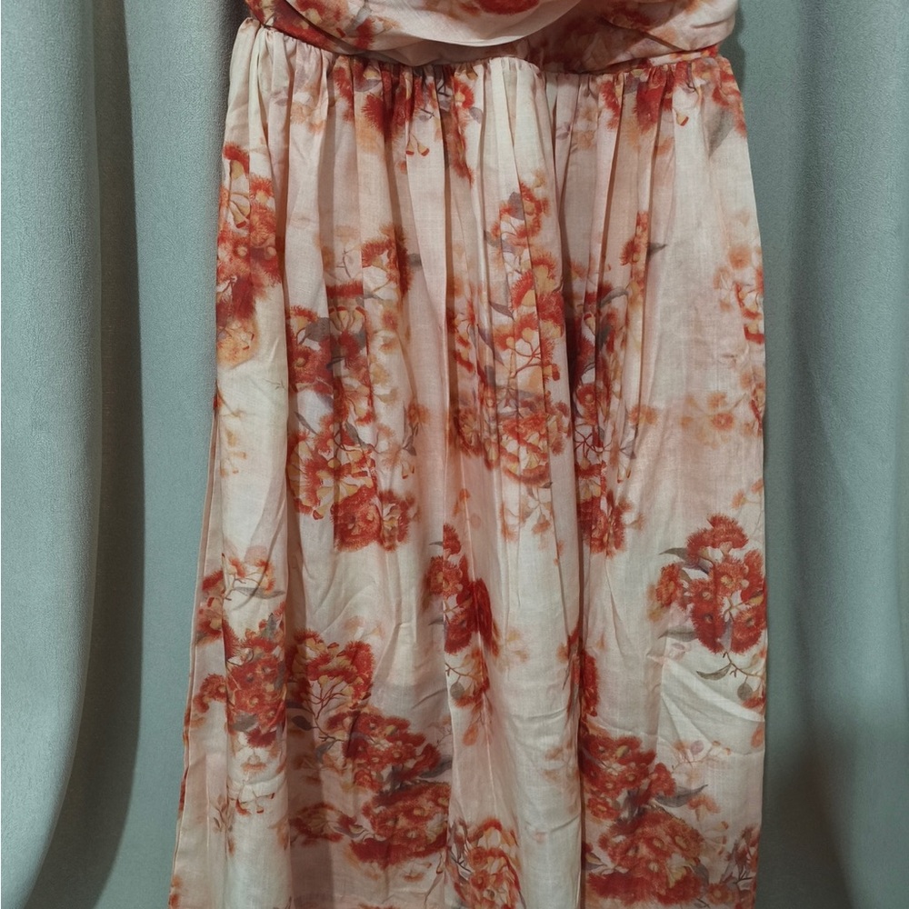 Zimmermann Pink Floral Strapless Ruched Midi Dress - Picture 6 of 10